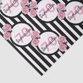 Papier Mousseline 70e anniversaire chic rose roses noir blanc rayure (Détail)