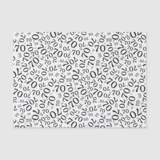 Papier Mousseline 70e anniversaire Cool Numéro Motif noir et blanc (Recto)