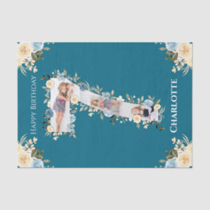 Papier Mousseline 7e anniversaire Photo Collage Turquoise bleu jaune