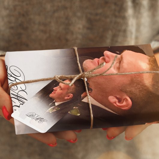 Papier Mousseline 80e anniversaire masculin Monogramme photo simple