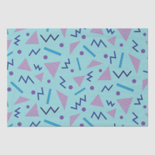 Papier Mousseline 80s 90s Memphis style géométrique bleu
