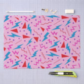 Papier Mousseline 80s 90s Memphis style géométrique rose (Artisanat)