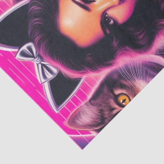 Papier Mousseline 80s Retrowave Cat Woman (Détail)