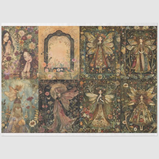 Papier Mousseline 8 Sm Fairy Design Decoupage Journal Tissu Papier (Recto)