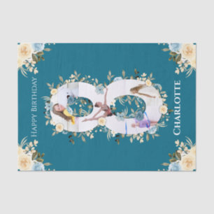 Papier Mousseline 8e anniversaire Photo Collage Turquoise bleu jaune