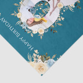 Papier Mousseline 8e anniversaire Photo Collage Turquoise bleu jaune (Détail)