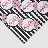 Papier Mousseline 90e anniversaire rose roses noir blanc rayures (Détail)