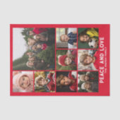 Papier Mousseline 9 Photo Retro Noël Rouge Paix et Amour (Recto)