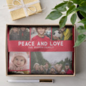 Papier Mousseline 9 Photo Retro Noël Rouge Paix et Amour (Cadeau)