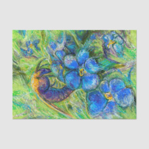 Papier Mousseline A Bee & Forget-me-not Flowers