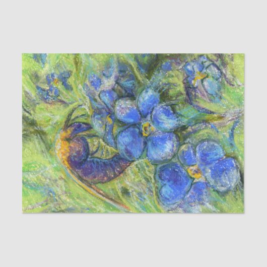 Papier Mousseline A Bee & Forget-me-not Flowers (Recto)