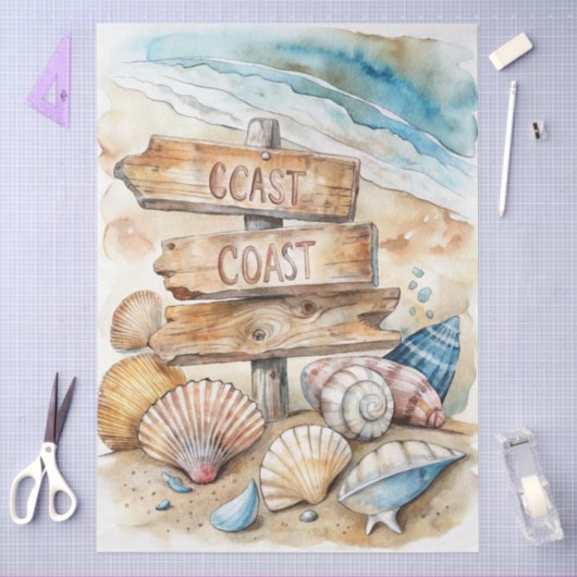 Papier Mousseline A Coastal Series Design 82 (Artisanat)