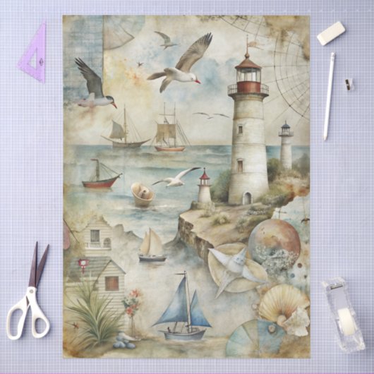 Papier Mousseline A Coastal Series Design 85 (Artisanat)