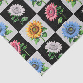 Papier Mousseline à damiers Flore de tournesol multicolore (Détail)