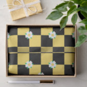 Papier Mousseline à damiers jaune blanc (Cadeau)