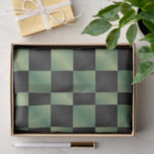 Papier Mousseline À damiers moderne vert olive noir dégradé (Cadeau)