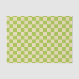 Papier Mousseline à damiers pomme vert et beige
