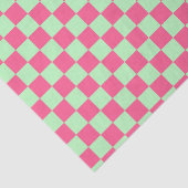 Papier Mousseline à damiers rose chaud et vert doux (Détail)