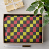 Papier Mousseline à damiers rouge, noir et jaune (Cadeau)