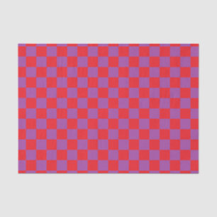Papier Mousseline à damiers violet et rouge