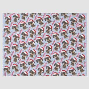 Papier Mousseline À poils durs Dachshund Noël Nom personnalisé Chien