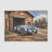 Papier Mousseline Abandonné voiture de course 1920 dans un garage ru (Recto)