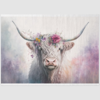 Papier Mousseline "Abby" Vache Highland avec Pastel Crown 30x20