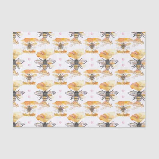 Papier Mousseline Abeille - Abeille heureuse (Recto)