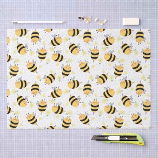 Papier Mousseline Abeille de miel et tournesol (Artisanat)
