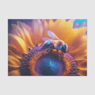 Papier Mousseline Abeille de miel sur tournesol