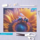Papier Mousseline Abeille de miel sur tournesol (Artisanat)