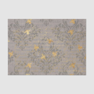 Papier Mousseline Abeille de miel vintage Damask