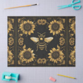 Papier Mousseline Abeille et tournesol en or et noir (Artisanat)