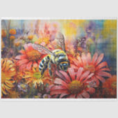 Papier Mousseline Abeille sur des fleurs vibrantes 3 Découpage papie (Recto)