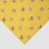 Papier Mousseline Abeilles à miel françaises gaies sur Jaune provenç (Détail)