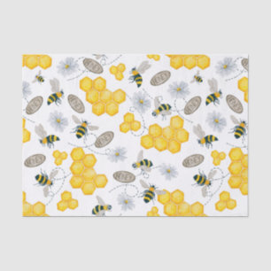 Papier Mousseline Abeilles, fleurs et miel