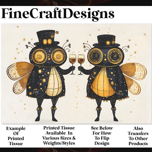 Papier Mousseline Abeilles Steampunk Toilette Au Vin AM8 Découpage