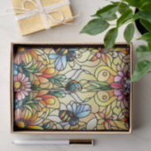 Papier Mousseline Abeilles vitrail colorées (Cadeau)