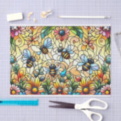 Papier Mousseline Abeilles vitrail colorées (Artisanat)