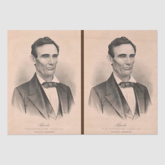 Papier Mousseline Abraham Lincoln Élu Président 1860 Lithographie (Recto)