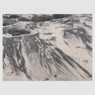 Papier Mousseline Abstract Black and White Sand Textures with Rocks