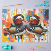 Papier Mousseline Abstract Colorful Mandarin Ducks Couple Decoupage (Artisanat)