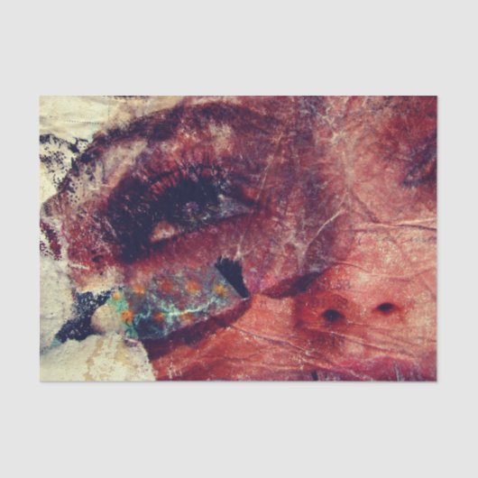 Papier Mousseline Abstract Face Mixed Media collage decoupage (Recto)