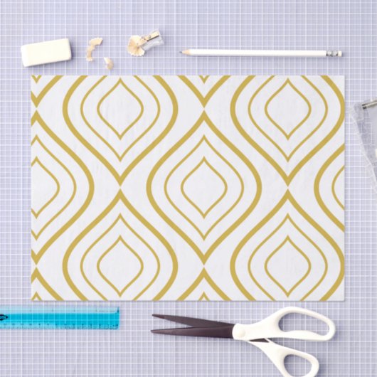 Papier Mousseline Abstract geometrical, white and gold (Artisanat)