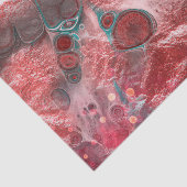 Papier Mousseline Abstract Red Teal Fluid Art Faux Foil Sparkling (Détail)