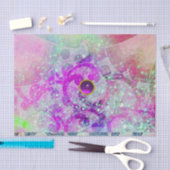 PAPIER MOUSSELINE ABSTRACT TEAL BLUE, PINK WAVES, SPARKLES, PURPLE G (Artisanat)