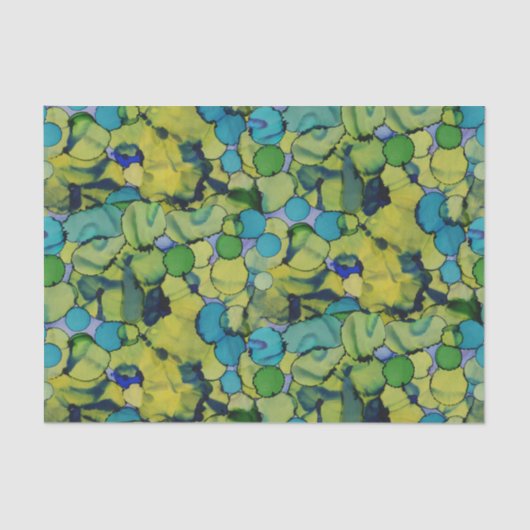 Papier Mousseline Abstract Watercolor Green Teal Blue Tissue Paper (Recto)