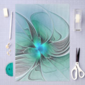 Papier Mousseline Abstract With Blue, Modern Fractal Art (Artisanat)