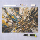 Papier Mousseline Abstrait Acrylique En Bleu, Jaune Et Noir (Artisanat)