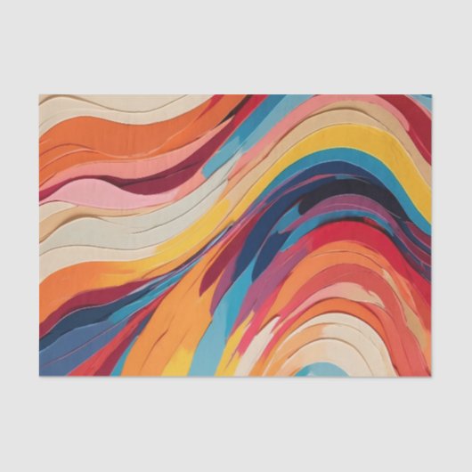 Papier Mousseline Abstrait arc-en-ciel vif rayures ondulées (Recto)